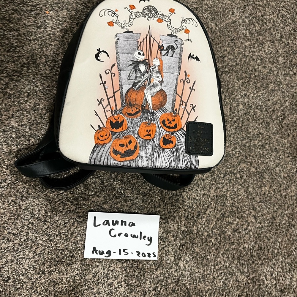 Disney Black and White Mini Bag with Halloween Design Loungefly